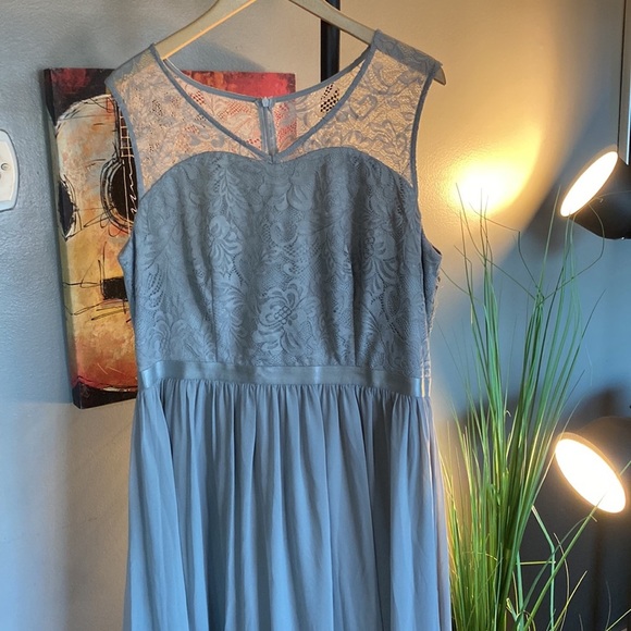 Dress Tells 2XL gray long lace top dressy dress - Picture 2 of 16